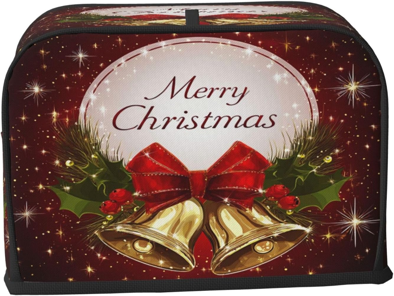 Toaster Cover 2 Slice Christmas Bell Red Xmas Kitchen Small Appliance Covers with Pockets Dust and Fingerprint Protection