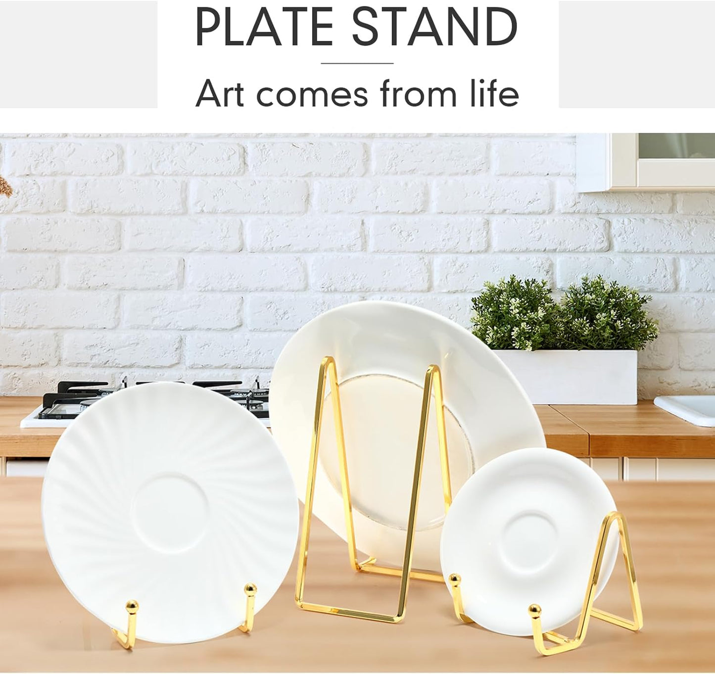 Kenning 12 Pieces Gold Plate Holder Easel Display Stand Metal Book Display Stand Tabletop Picture Frame Holder Photo Square Iron Easel Decorative for Kitchen Office Room Tabletop(3 Sizes)