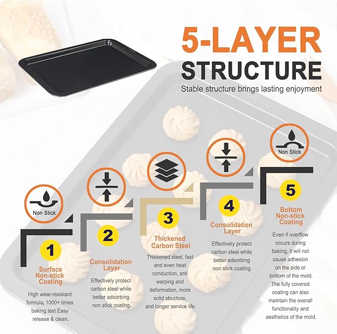 CHEFMADE Baking Sheet Pan, Nonstick 13-Inch Rimmed Cookie Sheet Pan Bakeware, 9.3" x 13.4" x 0.7"