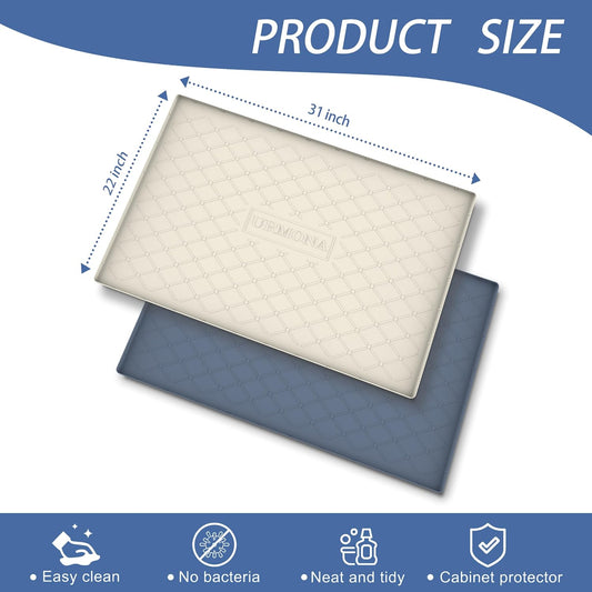 URMONA Under Sink Mat for Kitchen Waterproof, 31" x 22" Silicone Under Sink Mat for Shelf Liner Organizer, Cabinet Sink Protector Under Sink Liner for Bottom Kitchen, Bathroom(Light Grey)