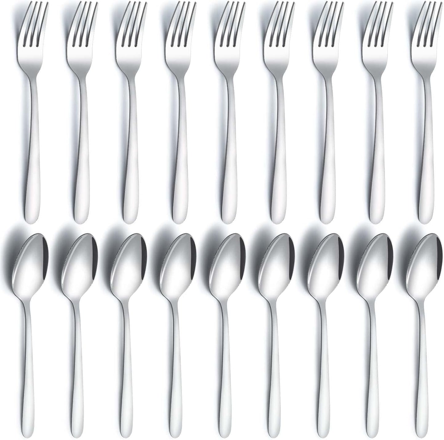 24 Pcs Forks and Spoons Silverware Set, Food Grade Stainless Steel Flatware Cutlery Set for Home, Kitchen and Restaurant, 12 Dinner Forks and Dinner Spoons, Mirror Polished & Dishwasher Safe