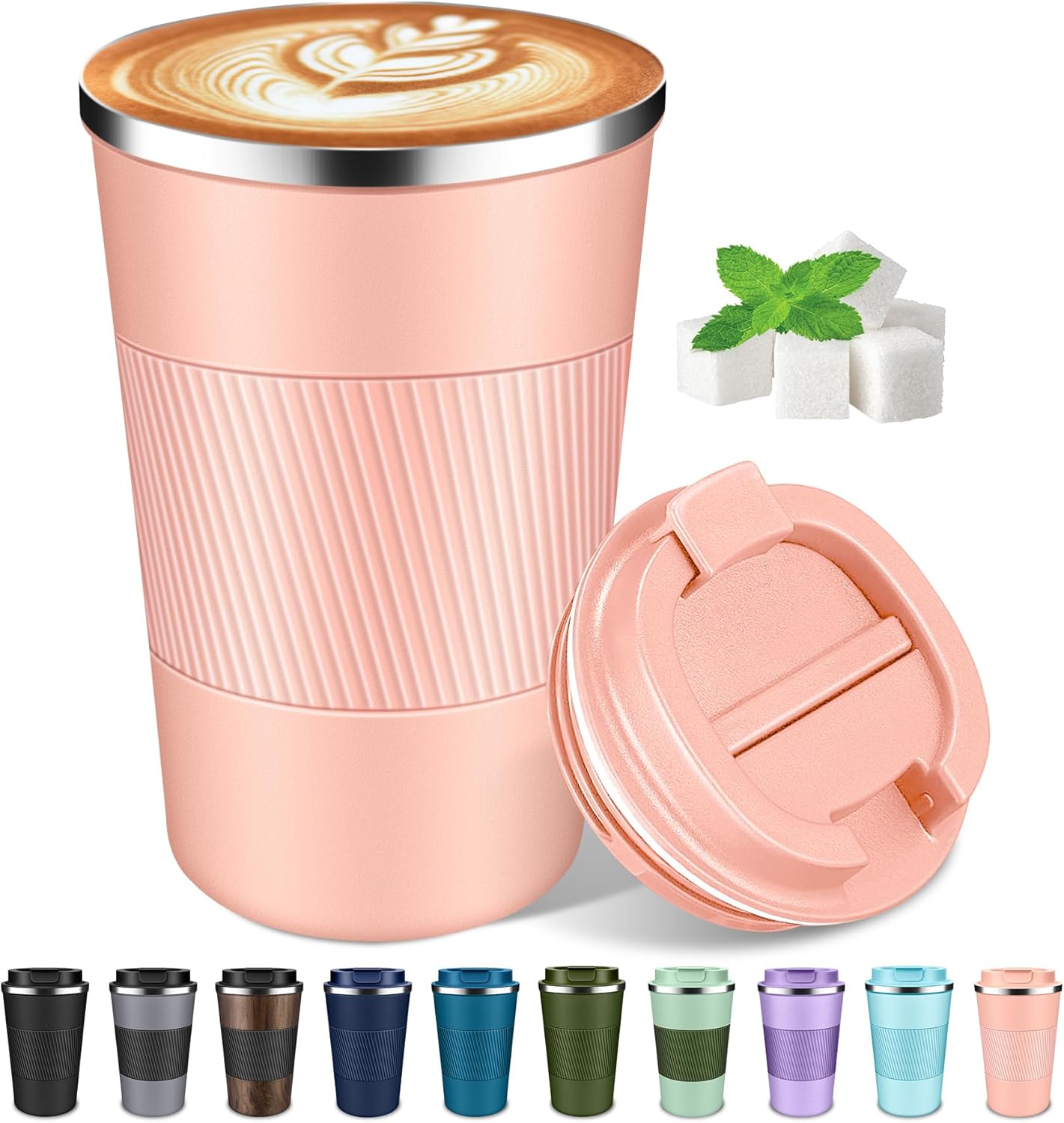 Coffee Travel Mug 12oz Insulated Coffee Mug with Lid Portable Spill-Proof Coffee Travel Mug No Handle Reusable Stainless Steel Mug Keeps Cold and Hot Suitable for Car, Daily, Travel and Gifts