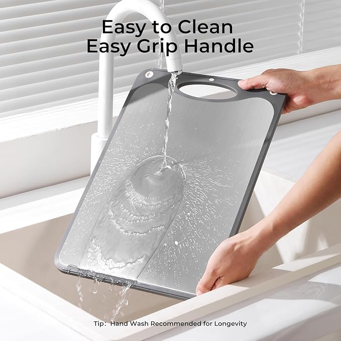 Titanium Cutting Board 15x10 Inch, Single Board Double Sided Chopping Board for Kitchen, Hygienic and Food Grade Pure Titanium & Wheat Straw Surface, Easy to Clean