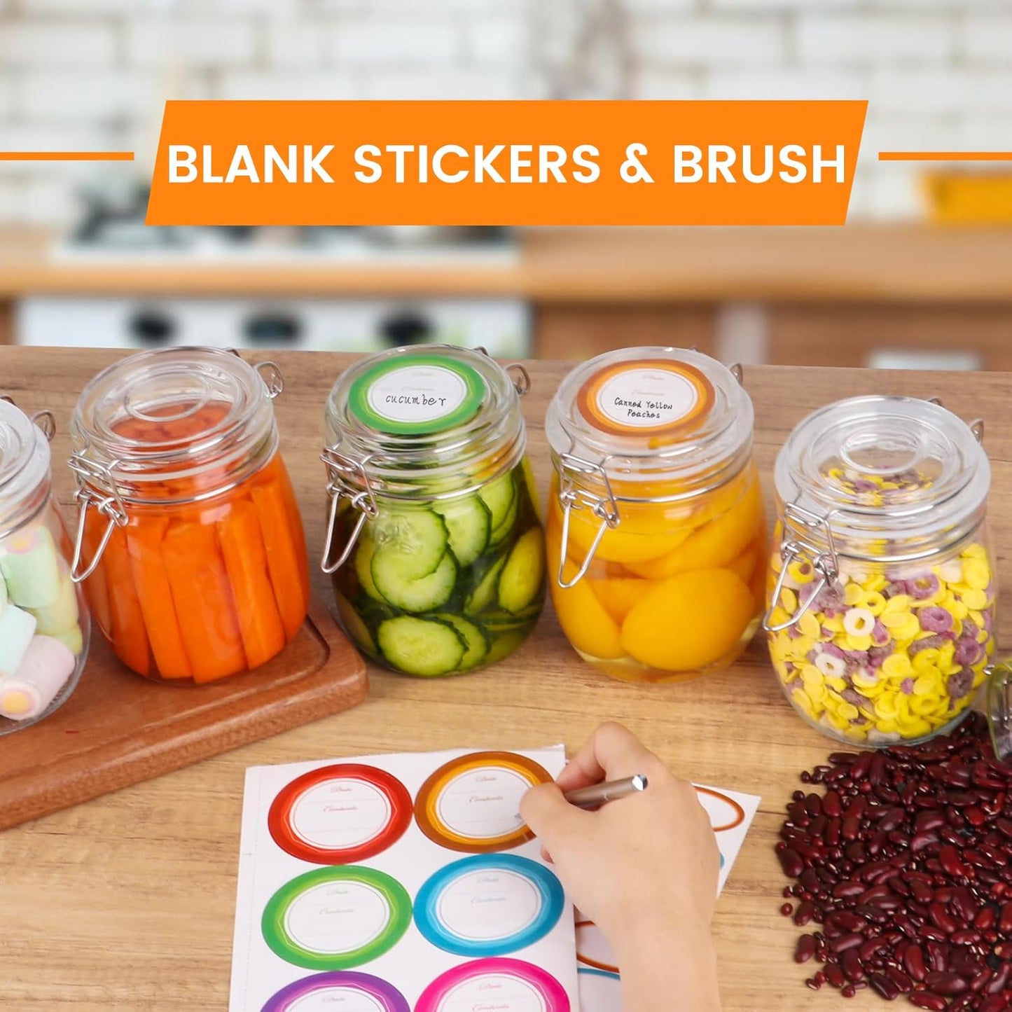 AuroTrends 25oz Glass Jars with Airtight Lids 6Pack - Large Kitchen Canisters for Food Storage, 750ml Leakproof Canning Jars with Wide Mouth, Ideal for Flour, Coffee, Snacks & Home Organization