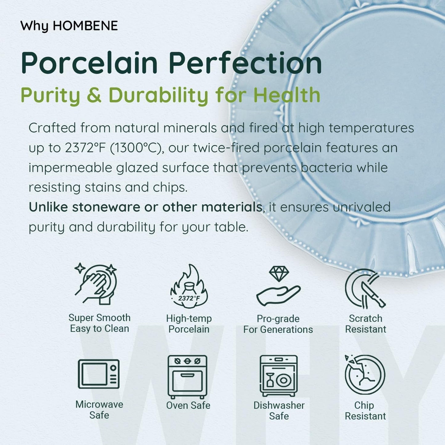 Dinnerware sets, 12 Piece plates and bowls sets for 4, Ceramic dish set, Porcelain dish set, Premium kitchen decor, Microwave and Dishwasher Safe, Celestial Blue