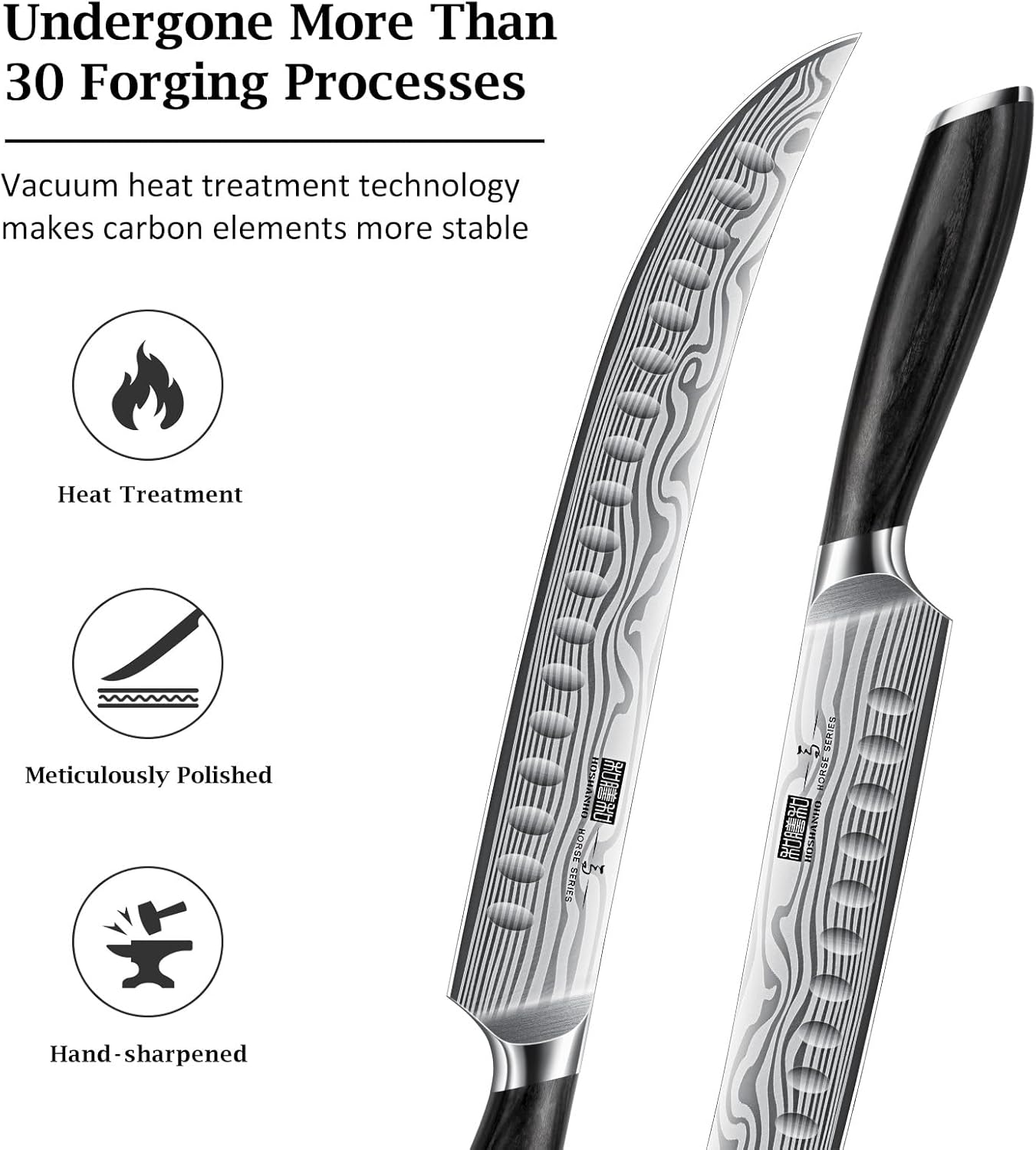 HOSHANHO Carving Kinfe 10 Inch, Forged High Carbon Powder Steel Butcher Breaking Knife, Razor Sharp Curved Brisket Slicing Kinfe for BBQ & Meat Cutting
