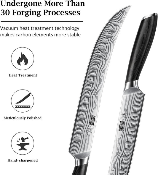 HOSHANHO Carving Kinfe 10 Inch, Forged High Carbon Powder Steel Butcher Breaking Knife, Razor Sharp Curved Brisket Slicing Kinfe for BBQ & Meat Cutting