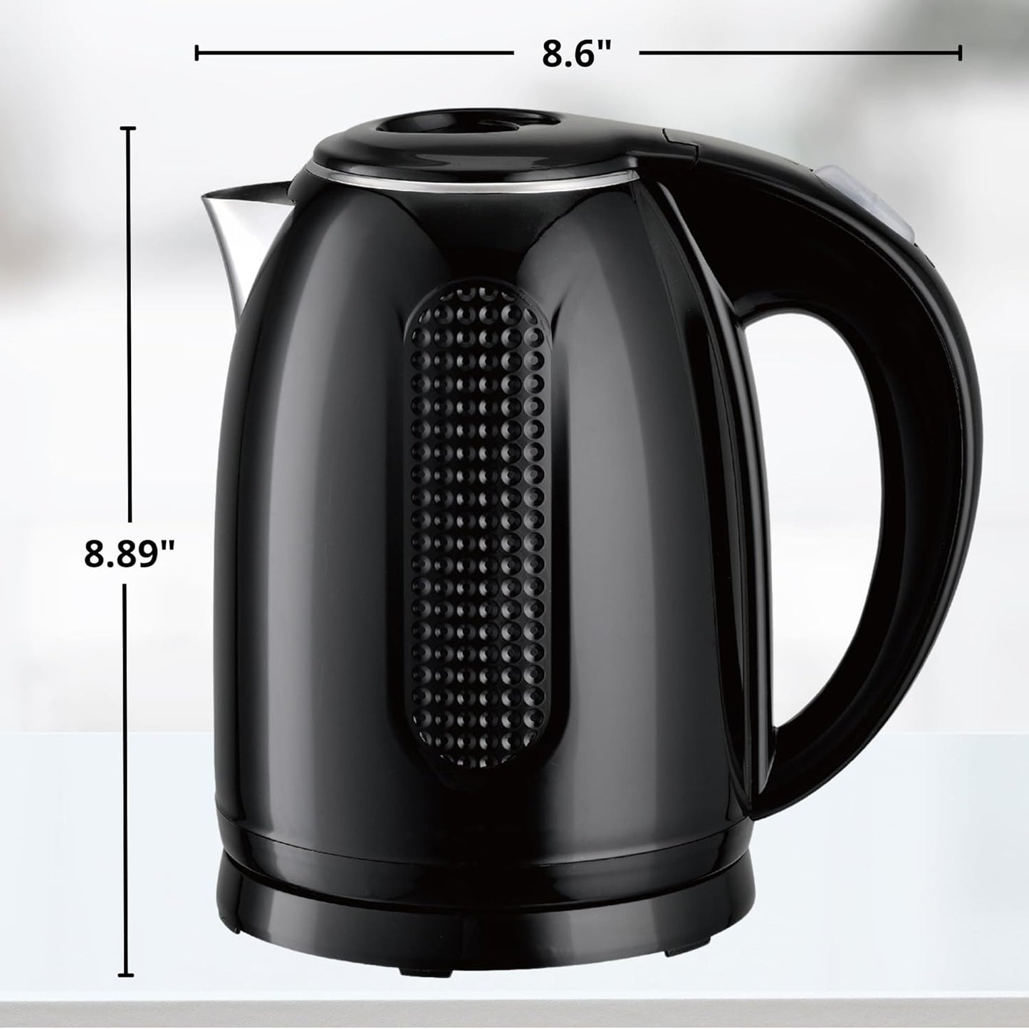 OVENTE Electric Kettle, 1.7L Double Wall Stainless Steel Insulated Water Boiler & Heater for Coffee or Tea, 1100W Fast Boiling with Auto Shut-Off, Boil-Dry Protection & Secure Locking Lid, Black KD64B