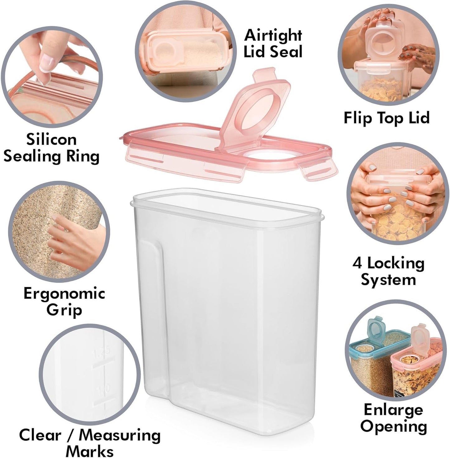 Shazo 6.3L Airtight Food Storage Set (2-Pack) | Extra-Large 213Oz Containers for Bulk Foods | Ideal for Pasta, Rice, Flour, & Sugar | BPA-Free Plastic Dispenser