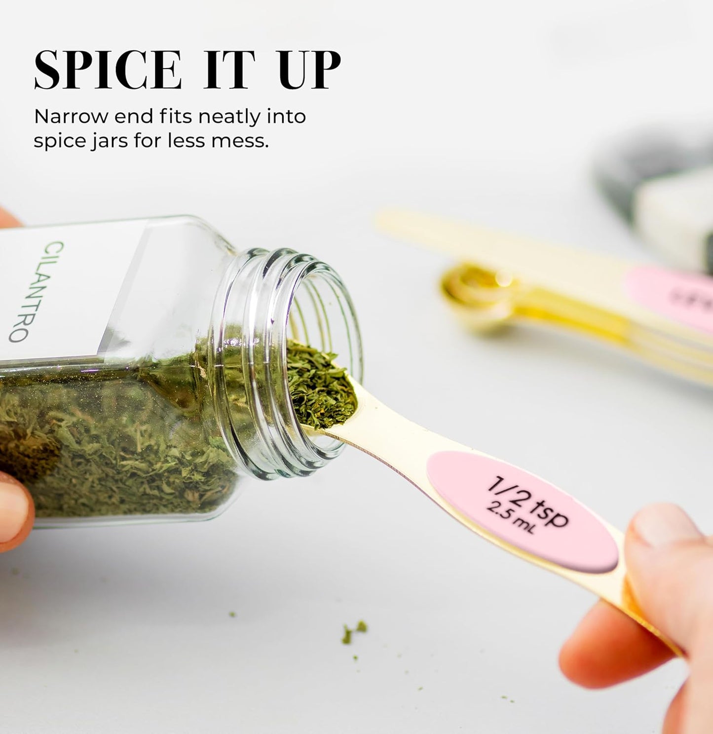 Pink Magnetic Measuring Spoons Set - 8-Piece Dual-Sided Stainless Steel Spoons, Stackable and Spice Jar Friendly – Stylish Pink Kitchen Accessories for Cooking and Baking