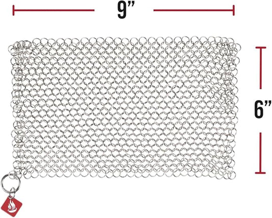 Knapp Made CM Scrubber 9"x6" Small Ring Cast Iron Scrubber - Cast Iron Cleaner for Hard Anodized Cookware, Pre-Seasoned Pans, Dutch Ovens, Iron Pans, Grills and Skillet. Chain Mail Scrubber Cast Iron