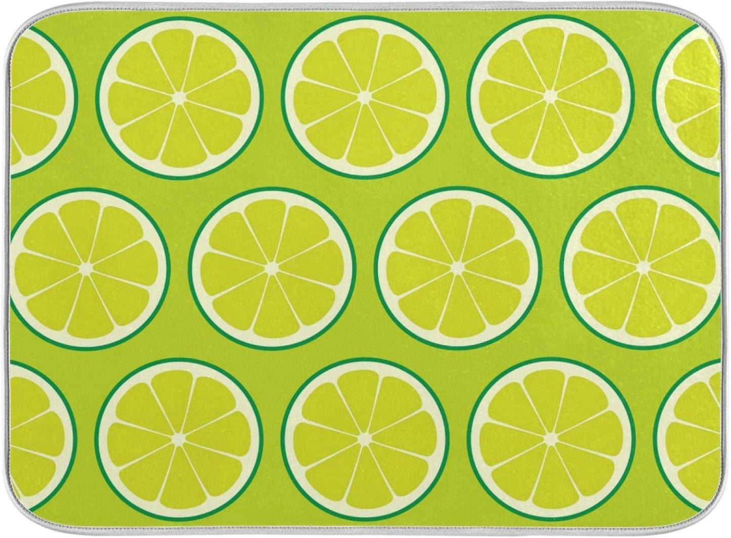Fruits Sliced Lemon Dish Drying Mats 16 x 18 Inch Super Absorbent Microfiber Dish Drainer Rack Mats Soft Heat Resistant Drying Protector Pad for Kitchen Counter Sinks Dining Table