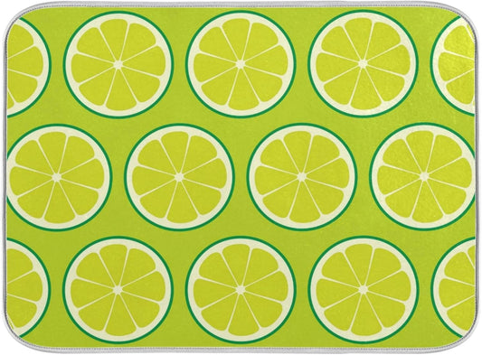 Fruits Sliced Lemon Dish Drying Mats 16 x 18 Inch Super Absorbent Microfiber Dish Drainer Rack Mats Soft Heat Resistant Drying Protector Pad for Kitchen Counter Sinks Dining Table