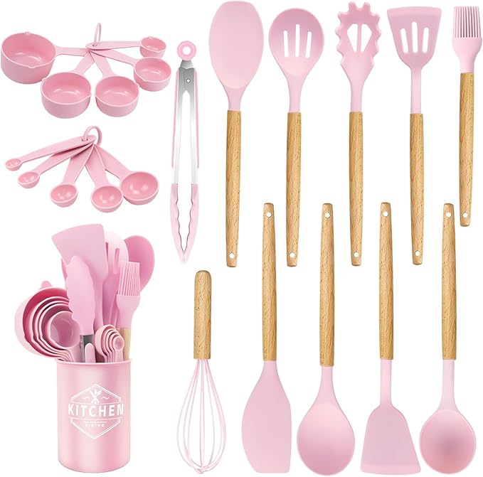 22 Pcs Silicone Kitchen Cooking Utensils Set, 446°F Heat Resistant Non-Stick Silicone Spatula Sets,Spoon,Kitchen Utensil Gadgets Tools Set Kitchen Gadgets for Cookware,Dishwasher Safe BPA Free