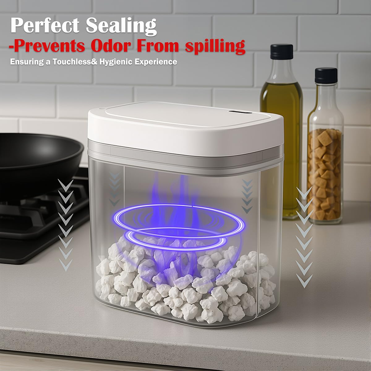 Two Green smart sensor trash cans with a capacity of 4 gallons, supporting multiple opening methods, waterproof design, anti odor design, fast response, suitable for kitchens,bedrooms,offices, etc