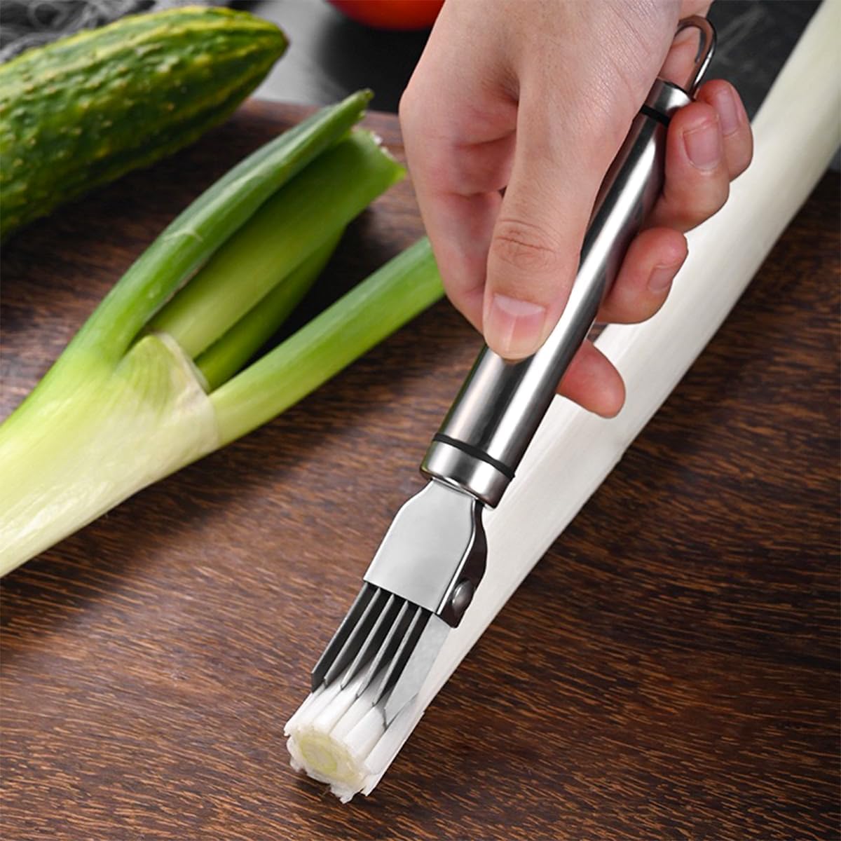 2 PCS Scallion Cutter Kitchen Scallion Cutters Shred Knife with Stainless Steel Scallions Cutter Vegetable Garlic Cutteres Food Speedy Chopper for Kitchen Cutting Vegetable Onion Garlic Cutteres Tool