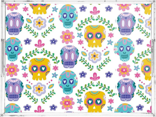 Acrylic Serving Tray with Handles Spill Proof Kitchen Storage Tray Clear Decorative Tray Makeup Drawer Organizer Storage Tray for Bathroom Living Room Ottoman 15.7x11.8Inches