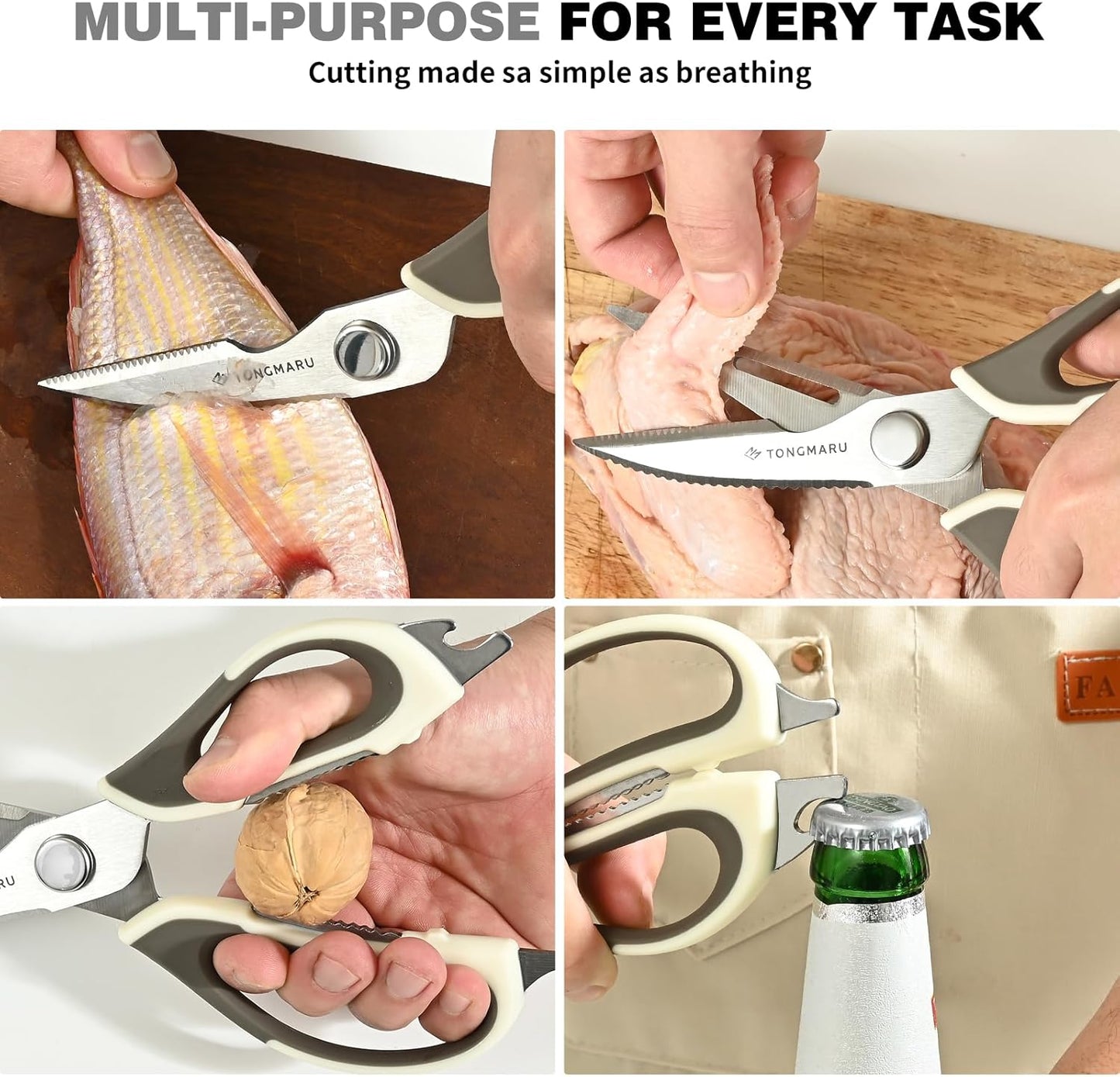 Kitchen Shears Heavy Duty Kitchen Scissors with Magnetic Sheath Holder, Dishwasher Safe Scissor, All Purpose 9-inch Scissors, Detachable, Serrated Blades, Bottle Opener function included (1 Pack)