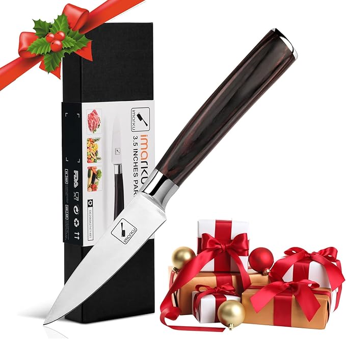 imarku Paring Knife - Paring Knives, 3.5 Inch Small Kitchen Knifes - Japanese SUS440A Stainless Steel Fruit Knife, Ergonomic Pakkawood Handle, Ultra Sharp Blade, Unique Gifts for Men and Women