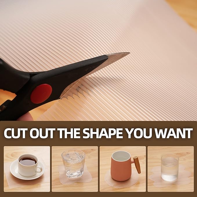 Shelf Liner, Non-Adhesive Drawer Liner, Food-Grade Material for Kitchen Cabinets, Fridge, Pantry - Non-Slip Cupboard and Bathroom Shelves Liner