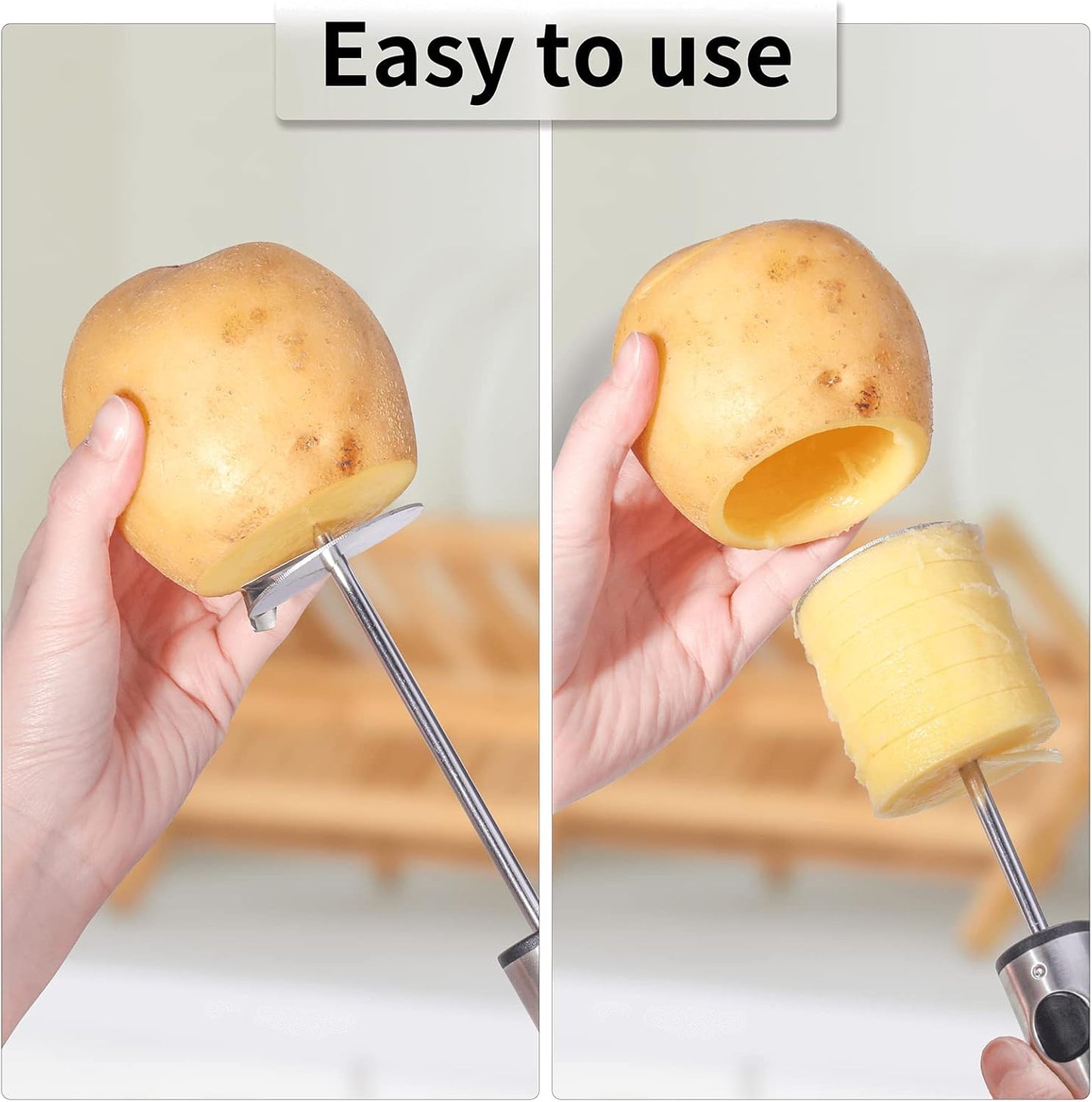 Newness Vegetable Corer, [Multi-Purpose, Sharp Blade] Veggie Corer Drill Fruit Corer with Ergonomic Anti-Slip Handle, 4 Sizes Veggie Drill for Coring and Hollowing out Zucchini, Potatoes, Carrot