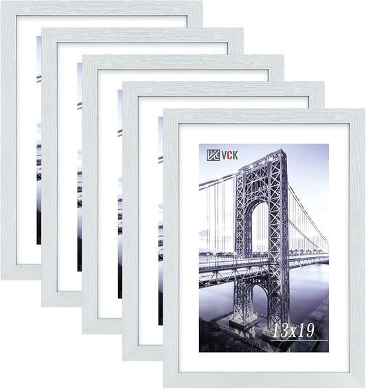 VCK 13 by 19 Poster Frame in White with Polished Plexiglass Set of 5 Horizontal and Vertical Formats with Included Hanging Hardware