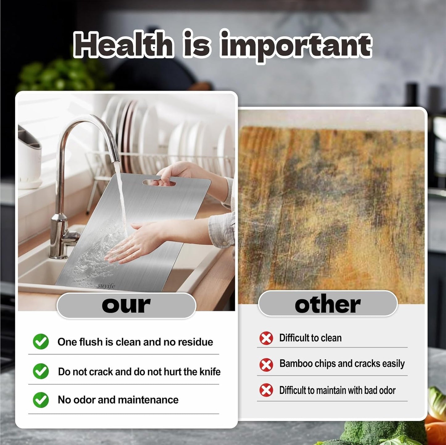 Titanium Cutting Board Set of 3,100% Pure Titanium Cutting Boards for Kitchen, 2025 New Double Sided Food-Grade Chopping Board for Cutting Meat Vegetable Fruit