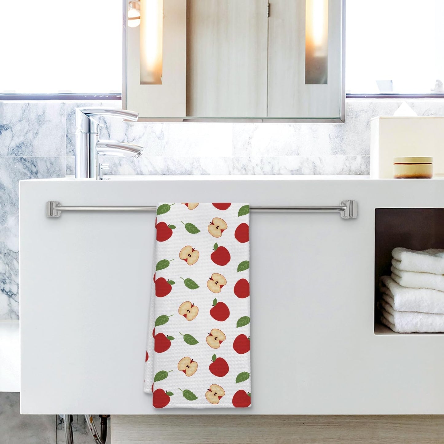 Apple Decor Kitchen Towel, Apple Hand Towel Dish Towel for Kitchen Bathroom Decor, Fruit Lover Gifts, 16x24 Inches