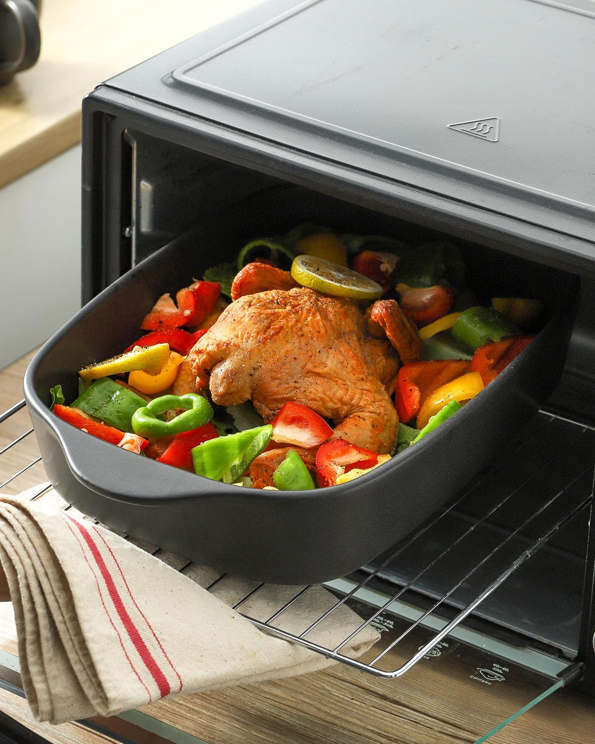 Casserole Dishes for Oven, Stoneware Baking Dishes Set of 3, Ceramic Baking Pan, Deep Rectangular Lasagna Pan, Farmhouse Bakeware Sets for Christmas Gift, (14.9"/12"/8.8"), Matte Black