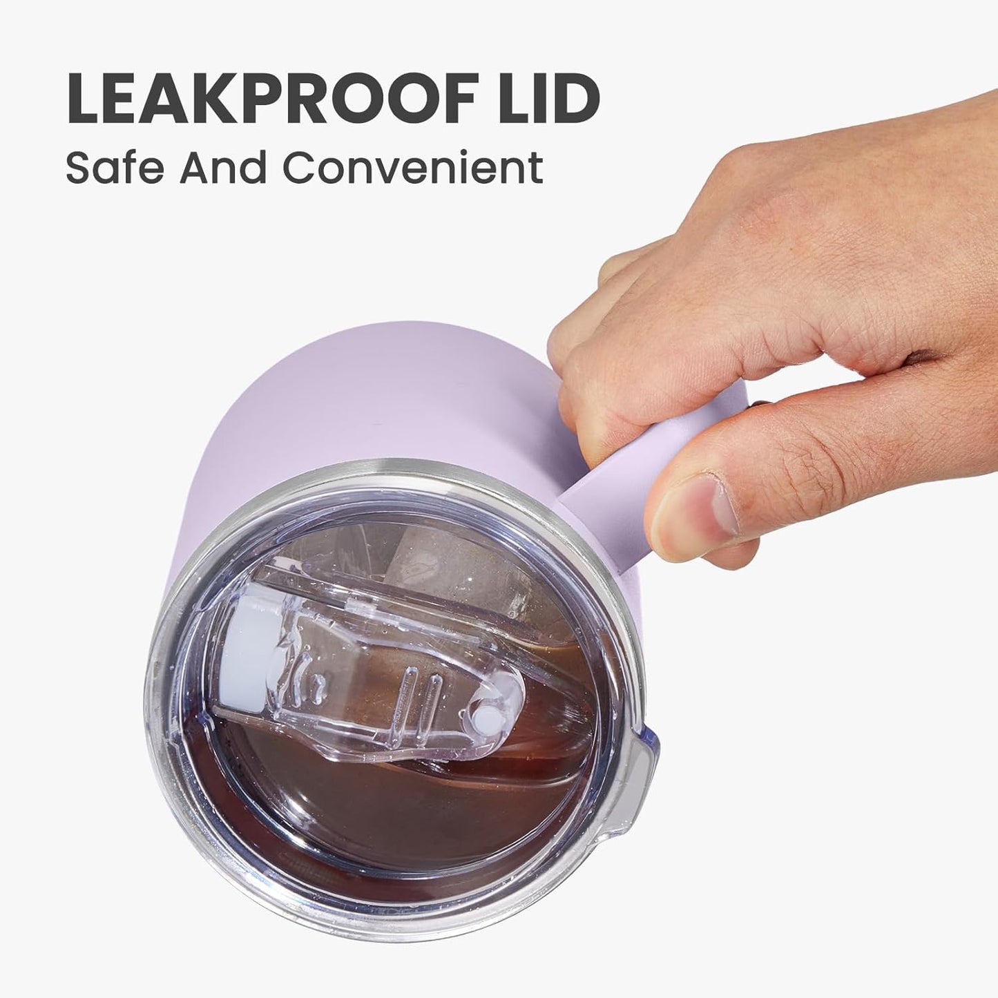 MEWAY 12oz Coffee Mug With Handle 2 Pack Bulk,Stainless Steel Insulated Travel Tumblers With Sliding Lid,Double Wall Vacuum Camping Cup for Hot & Cold Drinks Tea (Lilac&Pink,Set of 2)