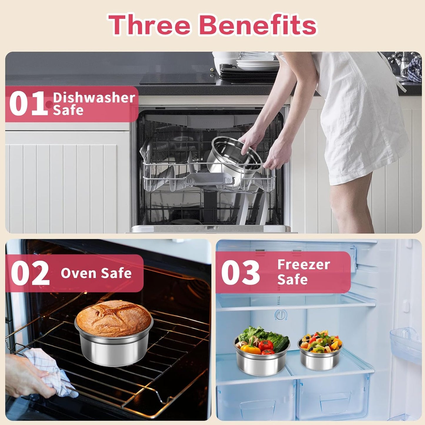 6 Pack Reusable Stainless Steel Snack Containers with Lids Set, Round Nesting Salad Dressing Container To Go, Metal Food Storage Containers for Lunch Box Meal Prep Bowls (Size 38, 24, 12, 6, 4, 2oz)