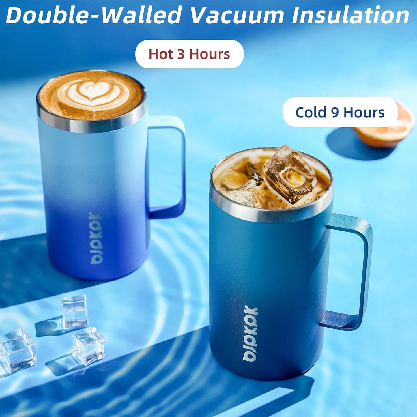 BJPKPK Insulated Coffee Mug with 2 Lids, 25oz Stainless Steel Insulated Tumbler with Handle, Double Wall Vacuum Coffee Cups, BPA Free Travel Mug for Coffee, Tea and Drinks, Purple