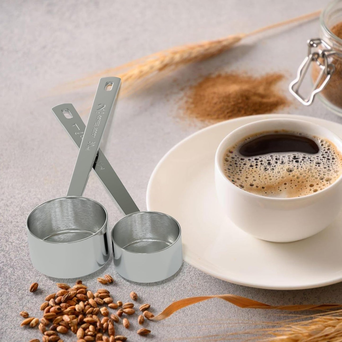 1PCS 2 Tablespoon Coffee Scoop, Long Handle Measuring Spoon, Two tbsp (30ml, 1/8cup) Stainless Steel Scooper