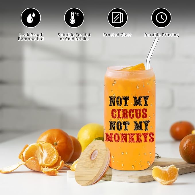 Monogrammed Glass Drinking Cup With Lid Straw Women White Elephant Gag Female Office Cowoker Funny Useful Unique Who Have Everything Gifts Adult Christmas Hilarious Cool Co Worker Colleague