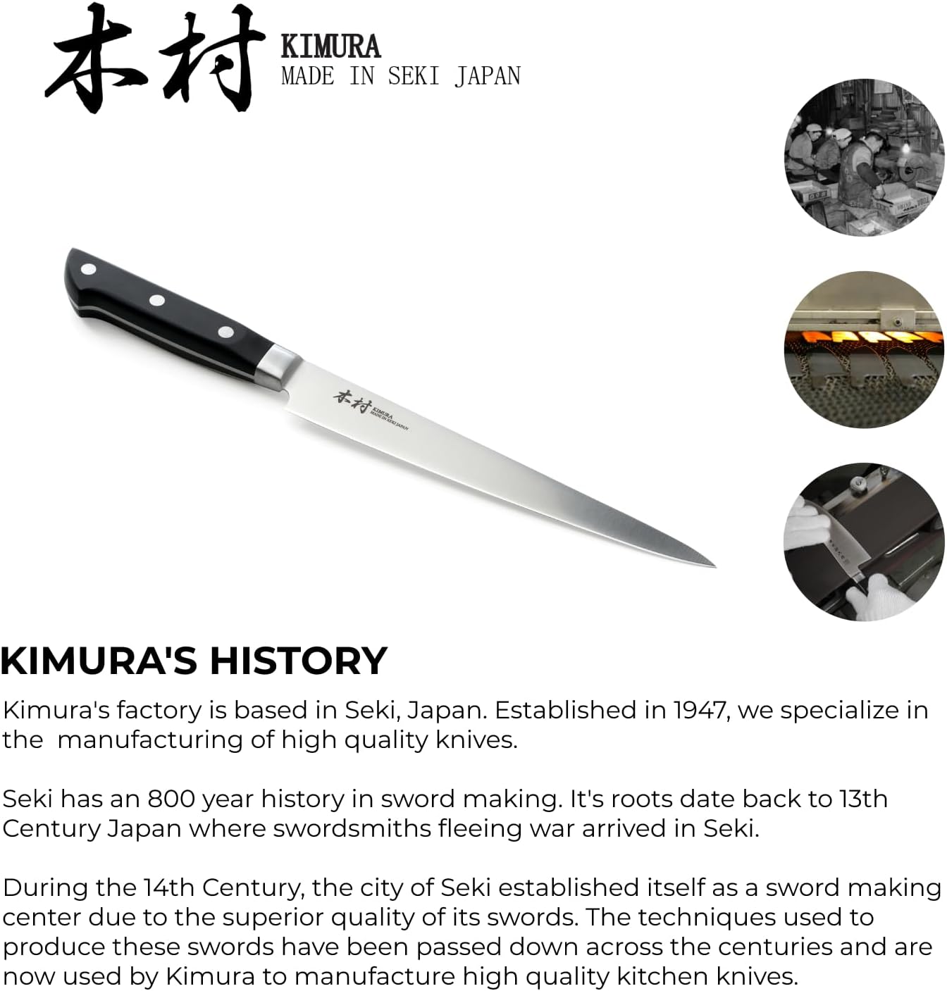 Kimura Slicer Knife, [Made in Japan], 8 inch Professional Chef Knife, Ultra Sharp High Carbon Molybdenum Stainless Steel Kitchen Knives, Chefs Knife with Ergonomic Handle - Japanese Carving Knife
