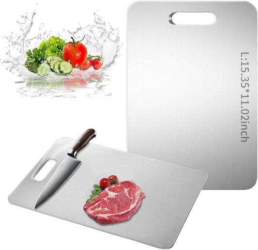 Titanium Cutting Board, New Upgrade Pure Titanium Cutting Boards for Kitchen, Double Sided Non Toxic Katuchef titanium Cutting Board, Hygiene Durable Dishwasher Safe Chopping Board (L:15.35IN*11.02IN)