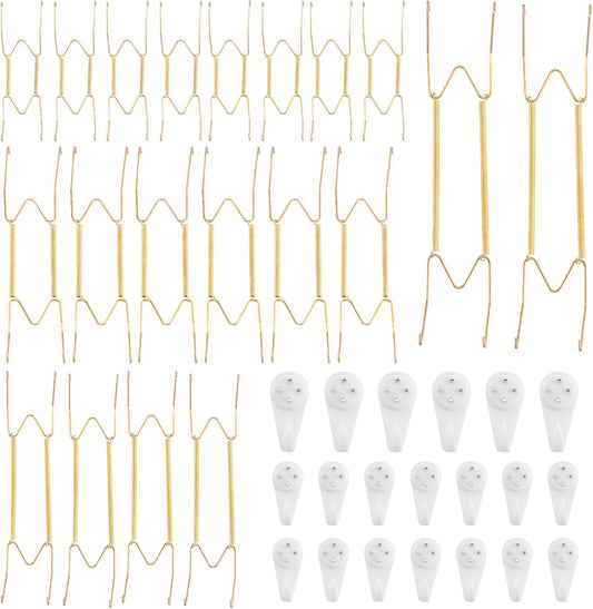 20 Pack 8/10/12/14 Inch Decorative Plate Medium Plate Hangers for The Wall, Invisible Stainless Steel Wall Hangers for Display with Hooks, for Platter/Dish/Picture