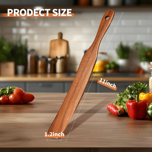 Skinny Wooden Spurtle - Wood Sourdough Spatula for Sourdough Starter，baking & cooking kitchen flour spatula spoon sourdough tools and supplies spurtle spatula icsti cooking spoons spurtle (11 Inches)