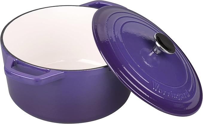 Enameled Cast Iron Dutch Oven Pot with Lid, for Bread Baking, Round Bread Oven- include Sourdough Bread Baking Supplies Set, 6QT, Purple
