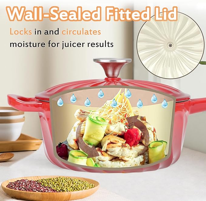 Enameled Cast Iron Sauce Pan, 2 Quart Enameled Saucepan with Lid, Mini Dutch Oven Enamel Saucepan for Cooking Pasta Sauce, Gravy, Puddings, Marinate, Boiling (Gradient Red)