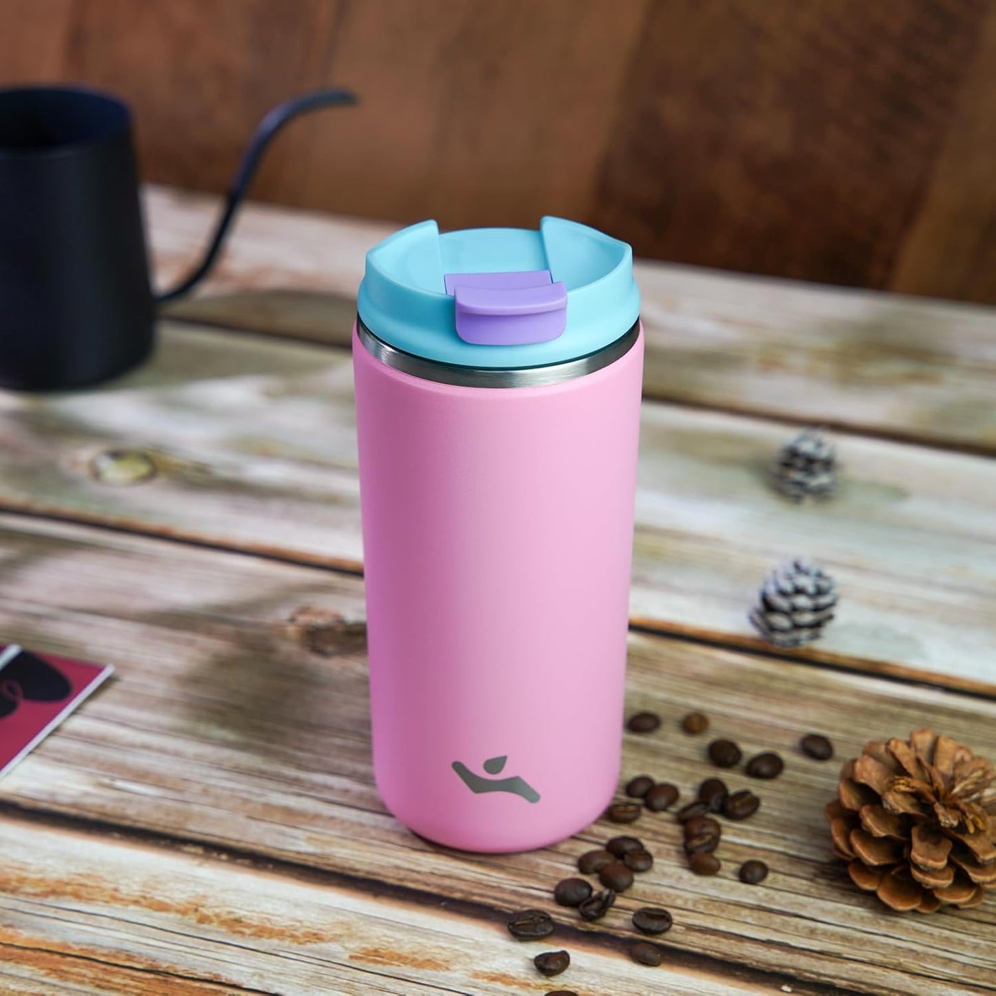 Tumbler with Lid, 16 oz Travel Coffee Mug Double Wall Vacuum Stainless Steel Thermal Metal Cup Insulated Water Bottle,Pink
