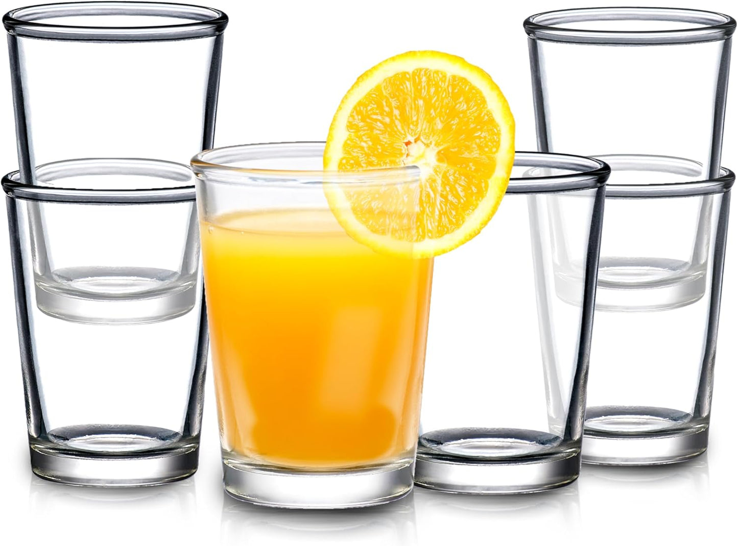 SOUL ONE 4.5 oz Small Juice Glasses, Set of 6, Stackable Heavy Based Drinking Glasses, Kids Small Drinking Glassware for Orange Juice, Water, Milk, Coffee