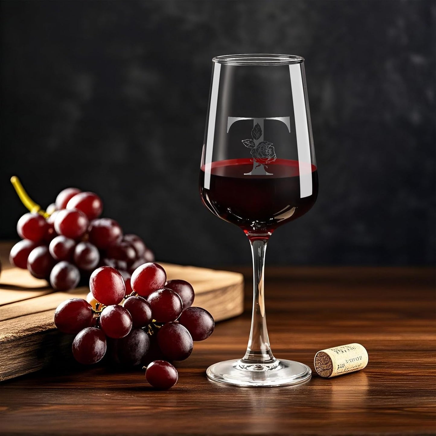 Personalized Wine Glass Gifts for Women - Monogrammed A-Z Wine Glasses Gift | Custom Christmas Gift, Valentines Day, Birthday Gifts for Women Her Mom Wife Best Friend Sister (T)