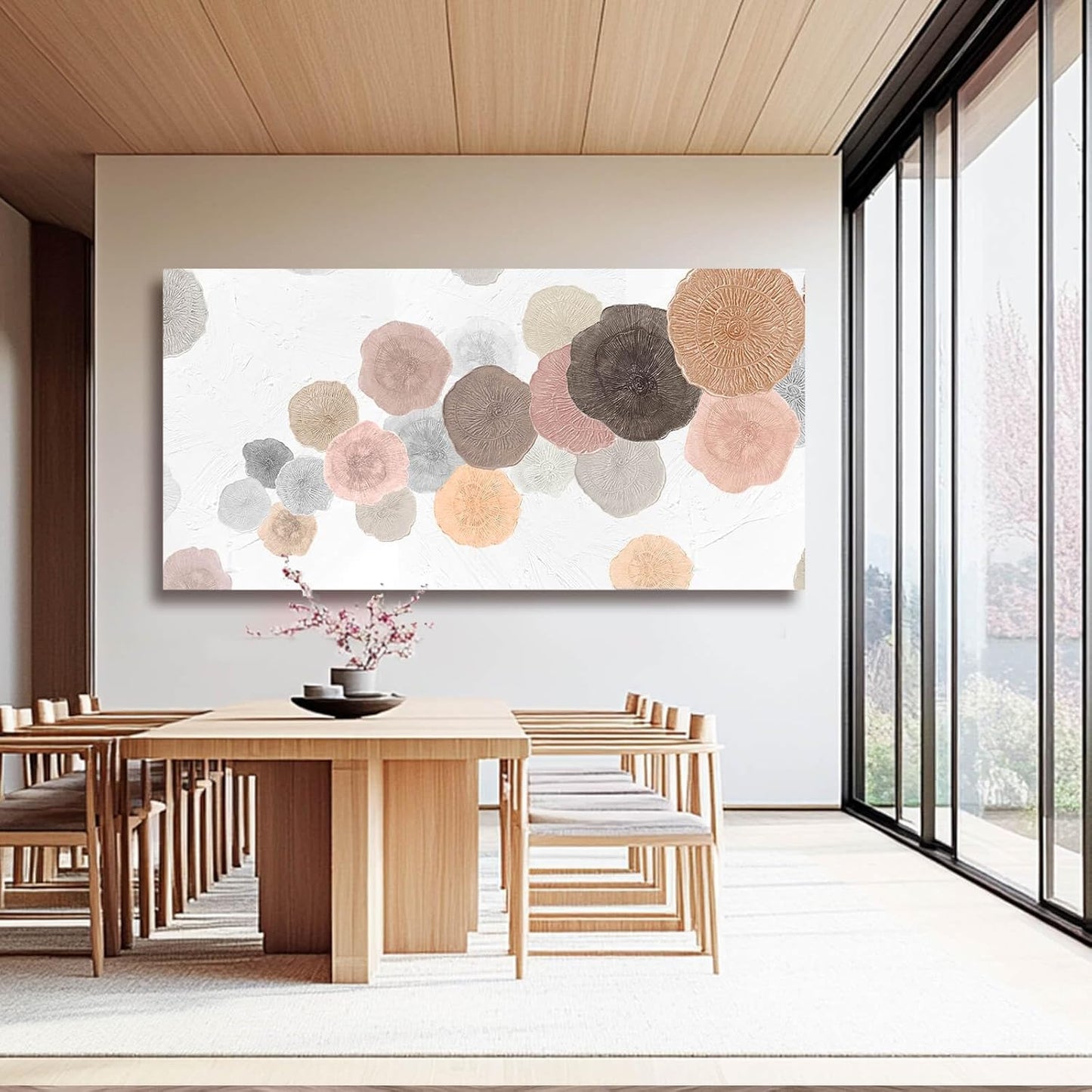 VAYIMDH Pink and Grey Painting on White Background Large Abstact Living Room Artwork Canvas Textured Wall Art for Bedroom Office 29"x 58" Hallway Decor