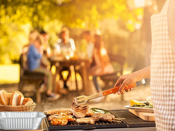 WANBAO 50 Pcs Disposable Aluminum Tin Foil Baking Pans Bakeware Square 8'' X 8'' X 2'' Inch Meal Prep for Catering, Baking Cakes, Breads, Brownies, Bread, Meatloaf, Lasagna