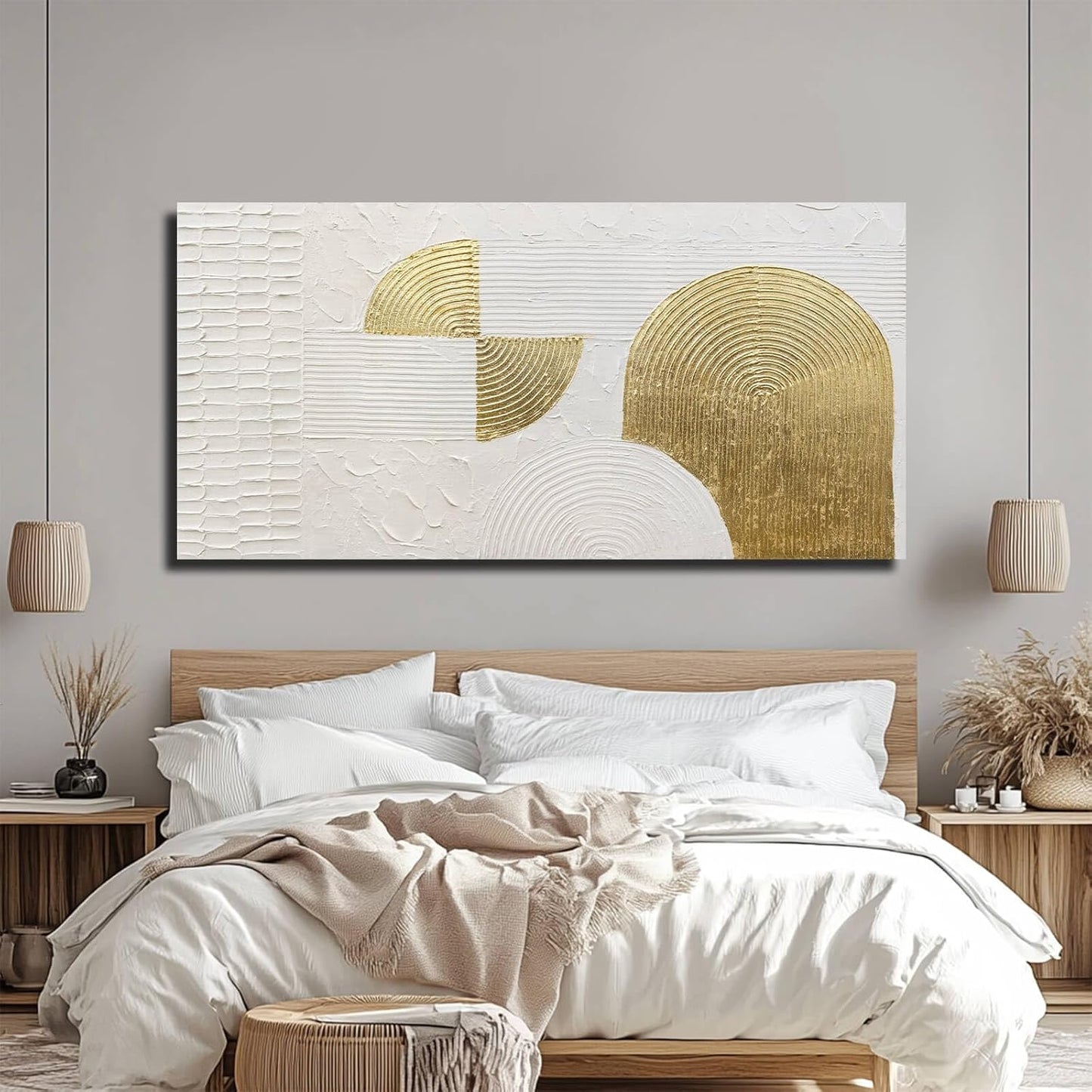 VAYIMDH Textured Canvas Wall Art Line Wall Paintings Modern Wall Decor 24"x48" Office Wall Decorations Wall Pictures for Bedroom