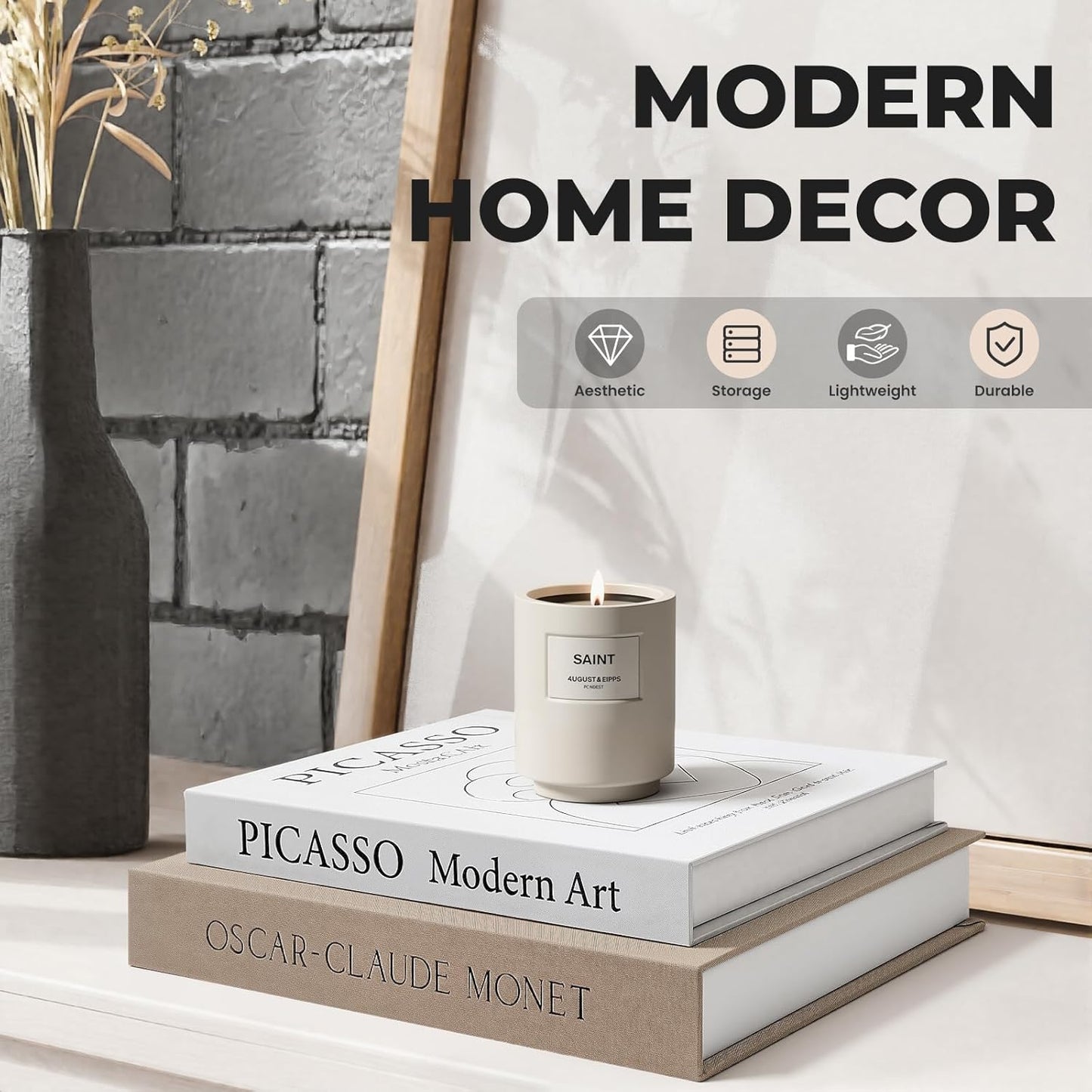 Decorative Books for Home Decor- 2Pcs Linen Decorative Boxes for Aesthetic Room Decoration, Modern Fake Book Storage Boxes for Coffee Table, Bookshelf or Mantle Decor (2Pcs-Tan)