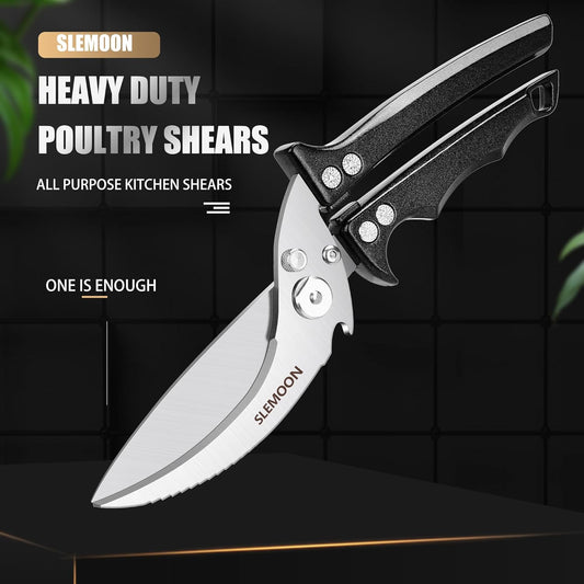 Heavy Duty Poultry Shears Meat Cutting Dishwasher Safe and Food Stainless Kitchen Shears Kitchen Scissors for Chicken Turkey Thanksgiving,Gift Box,black