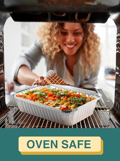 60 Pack 8x6 Disposable Aluminum Pans Aluminum-Foil-Pans-Tin-Foil-Baking-Pans-Tin-Trays-Food-Containers-for-Meal-Prep-Cooking-Roasting-Heating