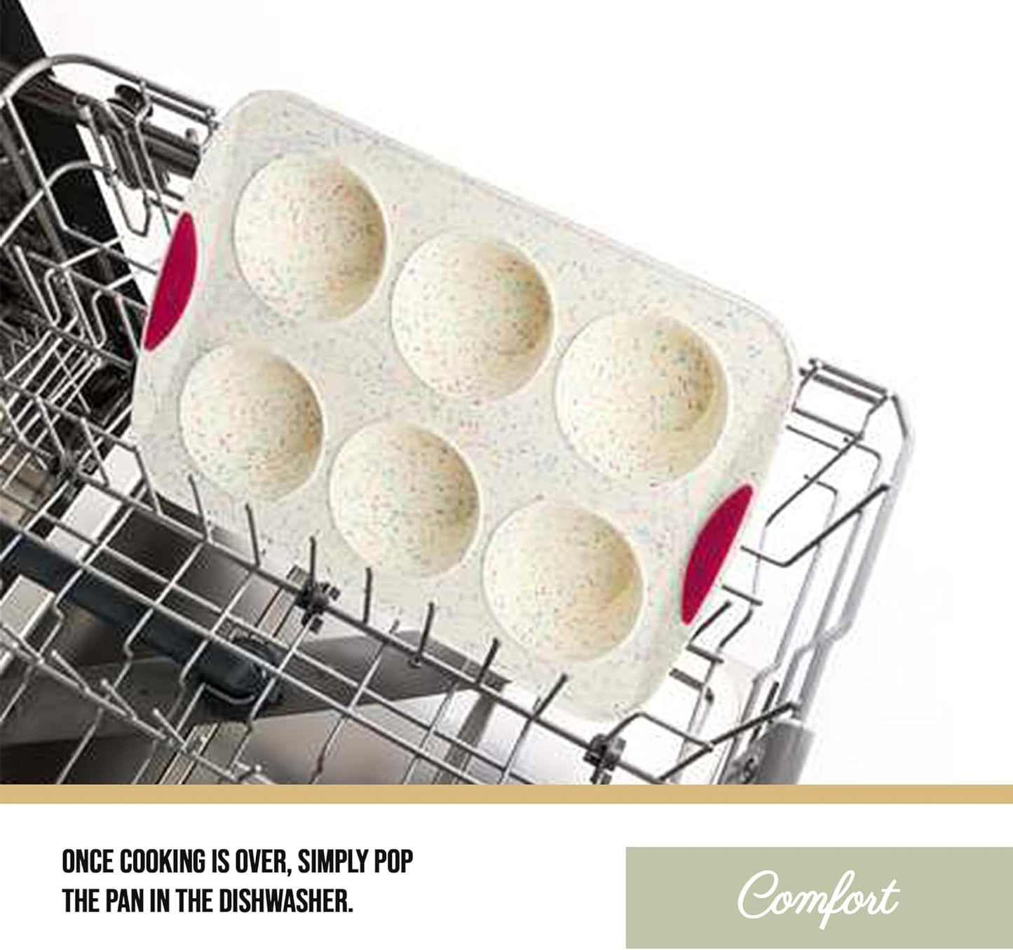 Trudeau Structure White Confetti 6-Cup Jumbo Muffin Pan – Premium Steel-Reinforced Silicone Bakeware, Nonstick BPA-Free Cupcake & Muffin Mold – Oven, Freezer & Dishwasher Safe